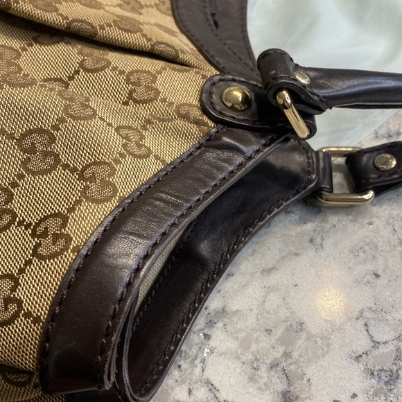 Gucci Sukey Shoulder Large Tote Bag GG Canvas Leather Dark Brown - Picture 15 of 17